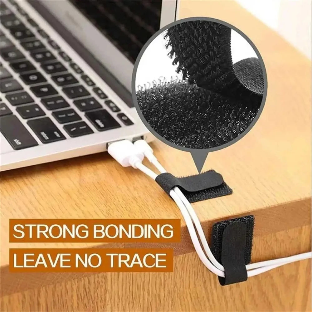 Self Adhesive Reusable Cable Ties Velcro Fastening Wire Organizer Adjustable Cord Holder for Desk Power Cord Management