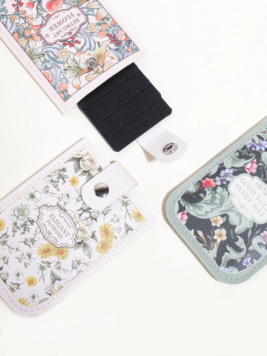 1PC Oil Painting Floral Pattern Card Holder,Pull-Out Multi-Card Slots,Suitable for ID Cards,Bank Cards, Business CardsStorage