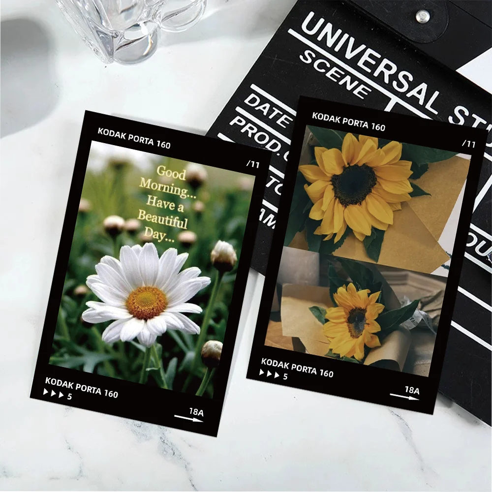 10pcs film style card romantic floral atmosphere feeling postcard niche premium DIY desktop wall dormitory room decoration