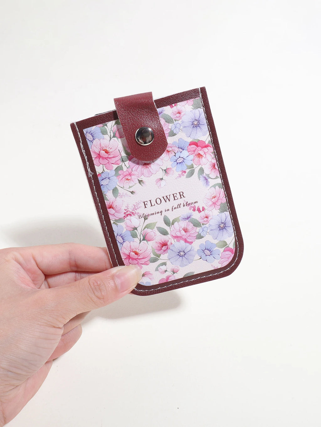 1PC Oil Painting Floral Pattern Card Holder,Pull-Out Multi-Card Slots,Suitable for ID Cards,Bank Cards, Business CardsStorage