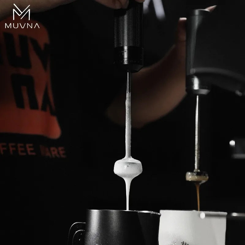 MUVNA 3-Speed Electric Milk Frother,Stainless Steel Handheld Coffee Mixer|Milk Beater&Foamer for Cappuccino/Latte Barista Tool