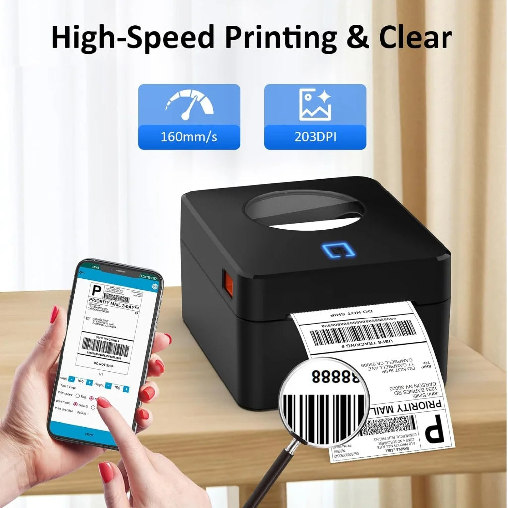 Bluetooth Thermal Label Printer,4X6 Shipping Label Printer for Shipping Packages,Support Windows/Mac/iOS/Android