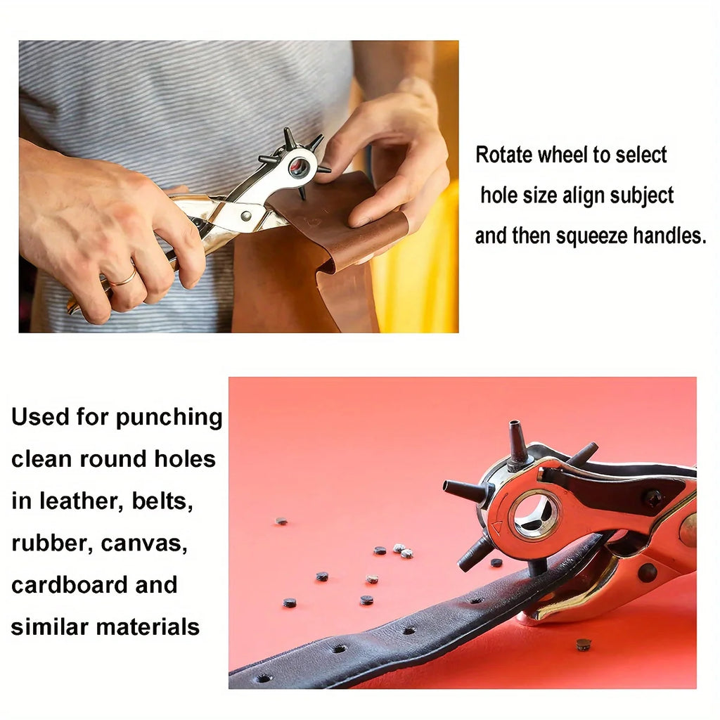 Leather Belt Hole Punch Plier Kit Hole Eyelet Puncher Sewing Machine Bag Watchband Strap Household Leathercraft Hand Tools Set