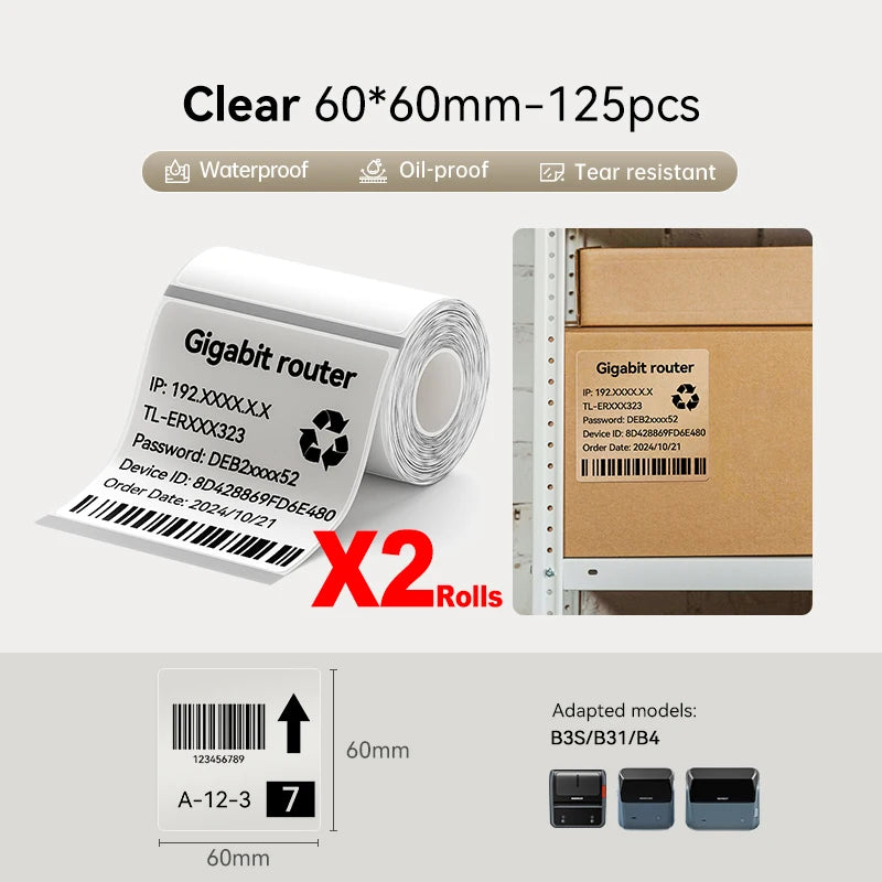 Large Size Labels for Niimbot B4 Portable 4inch Label Printer Shipping Barcode Tag Self-adhesive Stickers for Small Bussiness