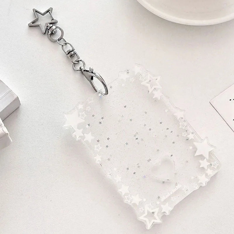 Transparent Clear Acrylic 3 Inch Kpop Photocards Holder Photos Cards Star Holder Bags Pendant Star Chaser Card School Stationery
