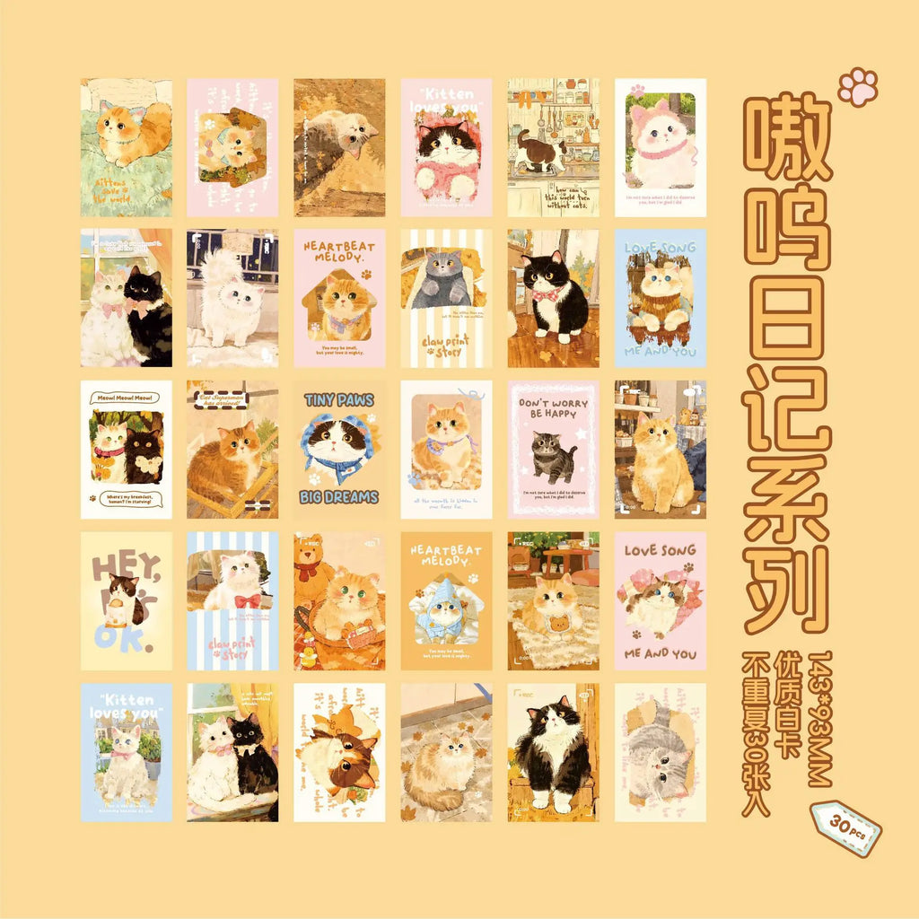 30sheets Kawaii Cartoon Animal Diary Illustration Commemorative Card Postcard Handmade Scrapbooking Material Card Paper
