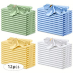 12pcs Silky Satin Dinner Napkins 30x30cm Polyester Square Table Napkins for Wedding Banquet Restaurant Birthday Party Decor