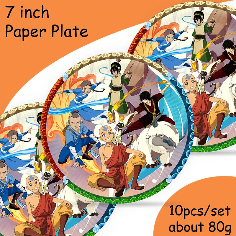 Avatar Korra Mako Cartoon Birthday Party Supplies Plate Cup Tablecloth Balloon for Girls Disposable Tableware Decor Supplies Set