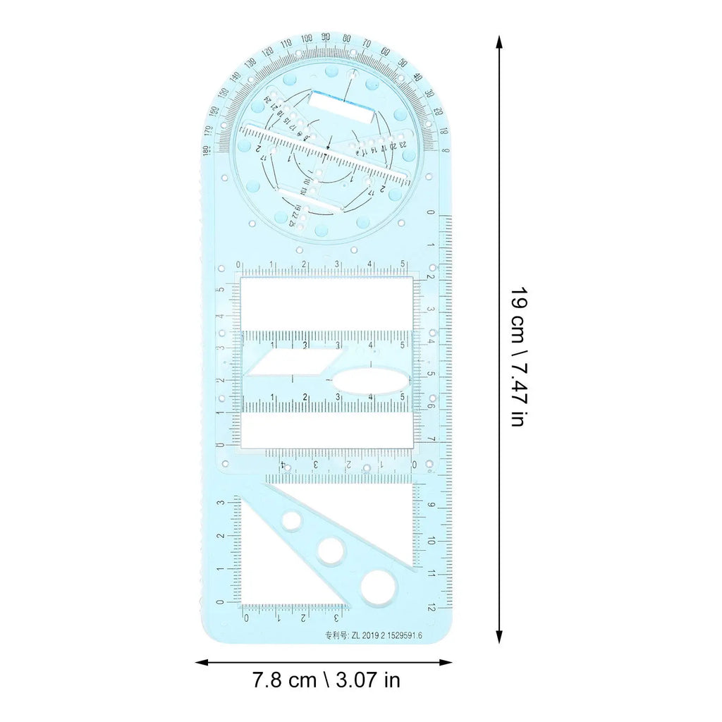 Multifunctional Geometric Drawing Ruler Set for Students Teachers Mathematics Drafting School Office Use Plastic Measuring