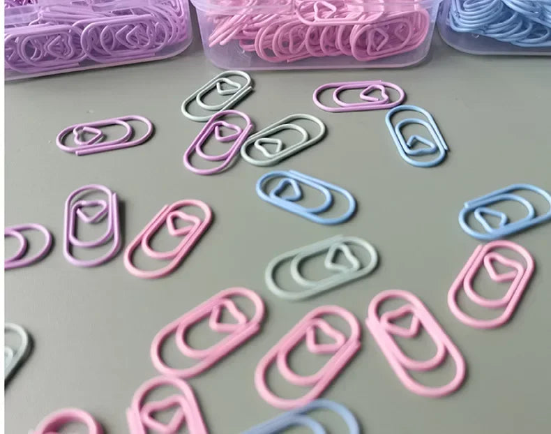 30pcs/pack Colorful Multi Shaped Heart-shaped Paper Clips, Colorful Macaron Mini Shaped Paper Clips