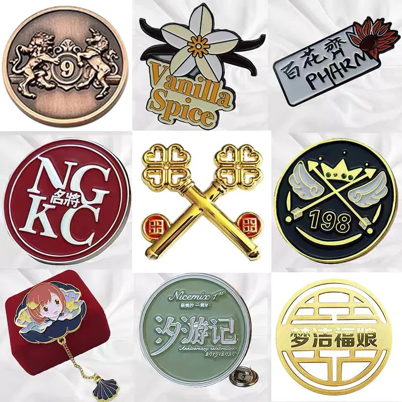 Badge Customized Brooch Clothes Pin Gift Souvenir Custom Key Ring Soft/Hard Enamel Metal Logo Magnetic Badge Coin DIY Lapel Pins