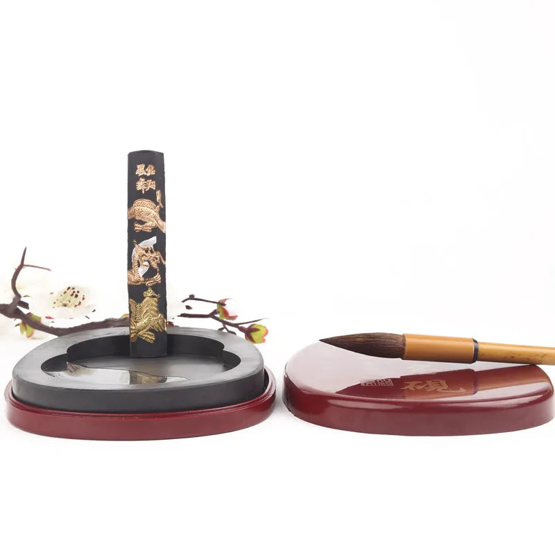 5-Inch Inkstone 6-inch 7-inch 8-inch Threaded Inkstone She Inkstone Rough Stone Brush Calligraphy Training Class Student Study