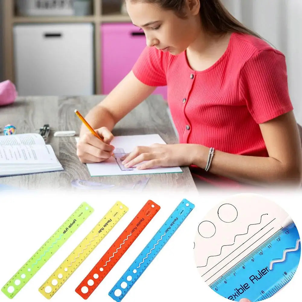 30CM Flexible Ruler Foldable PP Material Eco Friendly Safe for Students Math Drawing Crafts Measurement School Office Supplies