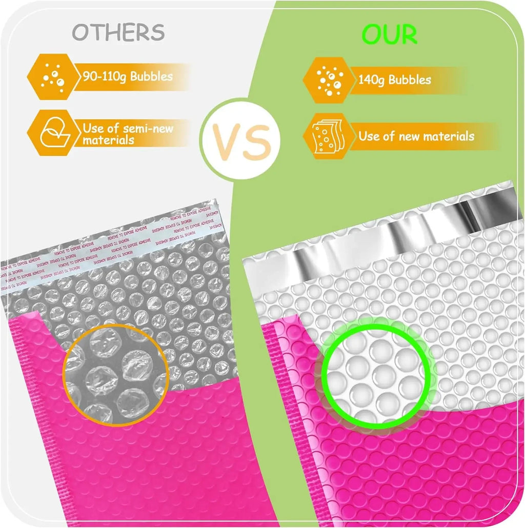 50Pcs Multicolor Bubble Envelopes, Self-Seal Shipping Bags for Small Business Packaging & Mailing Supplies