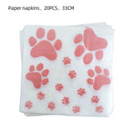 Pink Dog Paw Birthday Party Decor Disposable Tableware Gift Bag Backdrop Cake Topper Banner Plate for Kid Girl Party Supplie Set