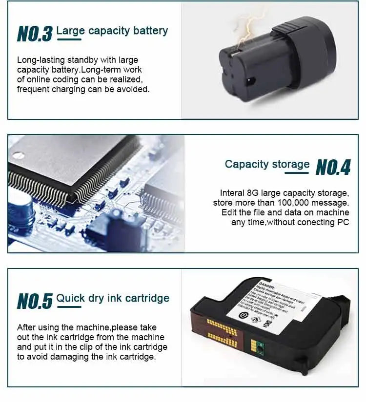 Phezer 12.7mm P17 Handheld Inkjet Printer Portable Label Printer Expiry Date Expiration Batch Code Logo QR Barcode 28 Languages