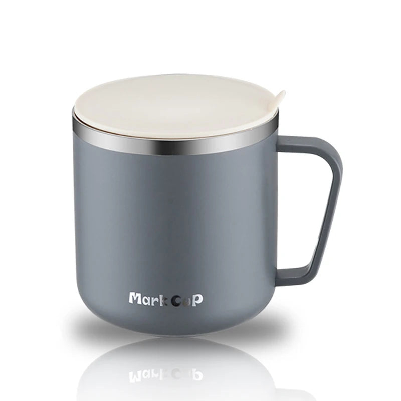 400ml 304 Stainless Steel Coffee Mugs Portable Cups Heat Insulation Anti-fall Thermos Mug Home with Cover and Handle Mug