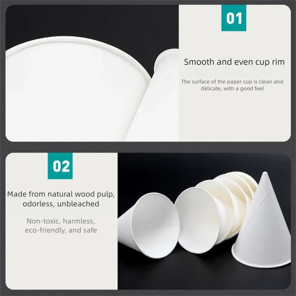 200Pcs 3.7Oz/4.5Oz White Paper Cone Cups Coated 200 Count Snow Cone Cups Heat-resistant Multi-functional Cone Party Tableware