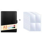 A5 Notebook Photocard Binder with 10 Pockets Sleeves, 6 Ring  PU Leather Binder Loose Leaf Personal Organizer Photo Binder Book