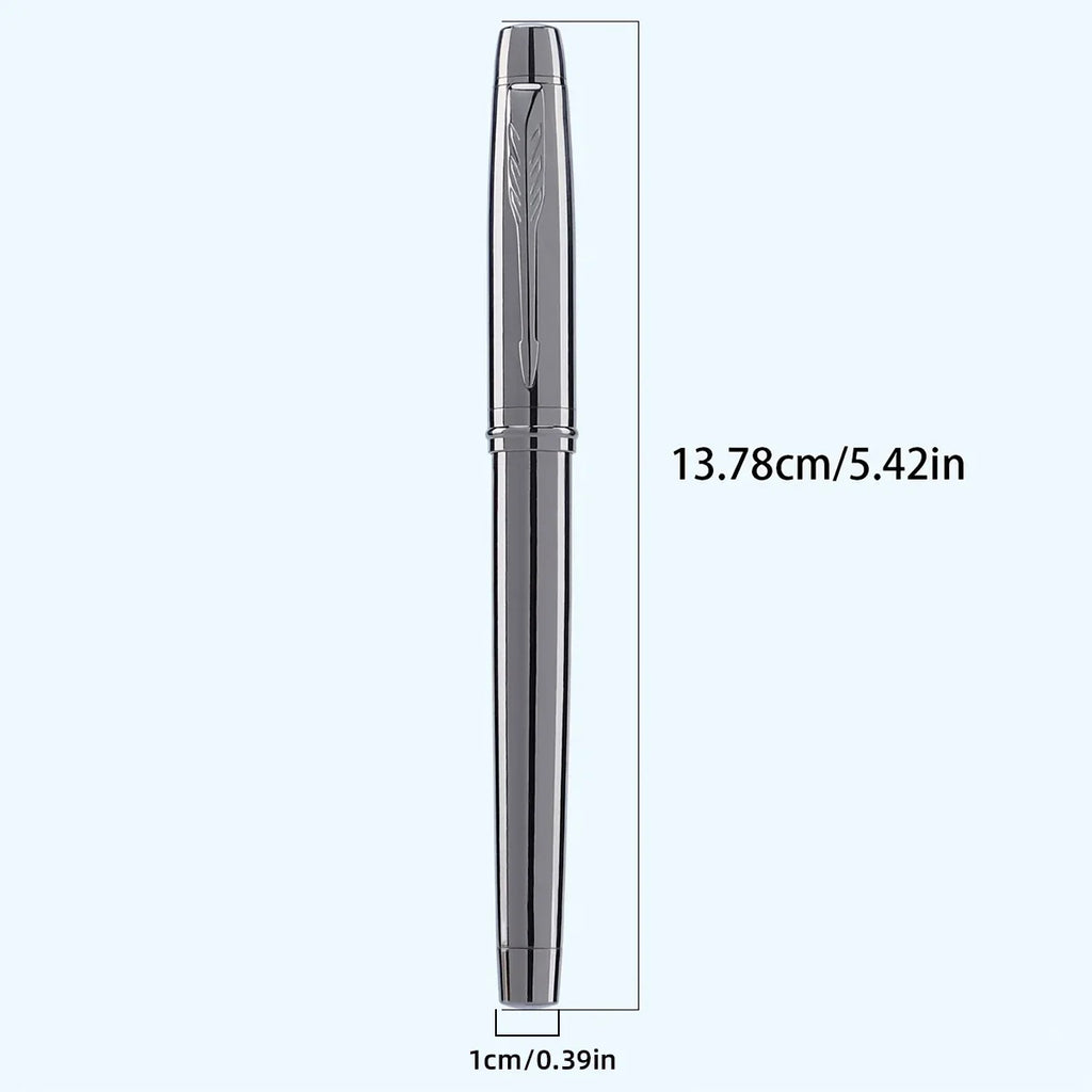 1 Pc Silver Gray High-end Business Fountain Pens, Lridium Pen Tip Medium size 0.5mm.  For School Classroom, Office, Daily Writin