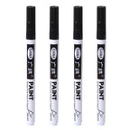 4Pcs/set Oil Based White Black Permanent Paint Markers Pens 0.7mm Extra Fine Waterproof, for Rock Painting, Wood, Metal, Canvas