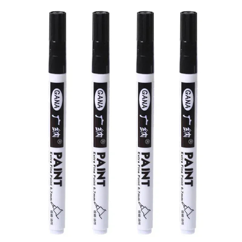 4Pcs/set Oil Based White Black Permanent Paint Markers Pens 0.7mm Extra Fine Waterproof, for Rock Painting, Wood, Metal, Canvas