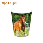Horse Race Party Disposable Tableware Sets Plates Tablecloth Napkins Hanging Streamers Dinnerware For Birthday Party Decoration
