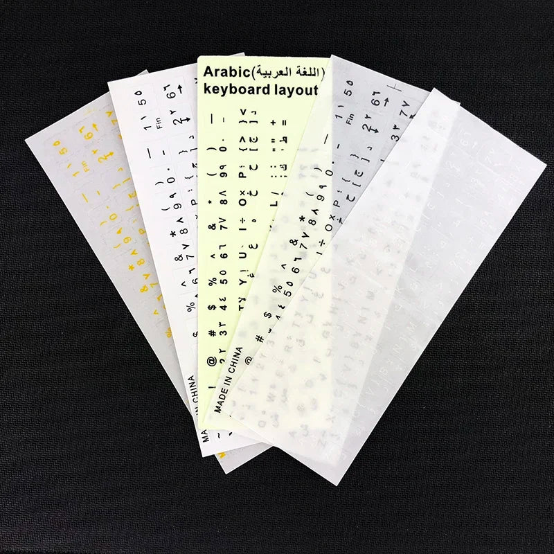 HECULAS Arabic Keyboard Stickers Letter Alphabet Layout Transparent Clear illuminated Glow in Dark Keyboard Cover