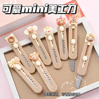 1 Piece Cartoon Utility Knife for Student Cute Fashion Box Cutter Small Portable Kawaii Beige Coffee Color Letter Opener Office