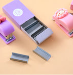 1-3sets Portable Cartoon Animal Mini Trumpet Stapler Paper Binder Stationery Staples Office Binding Tool School Kawaii Supplies
