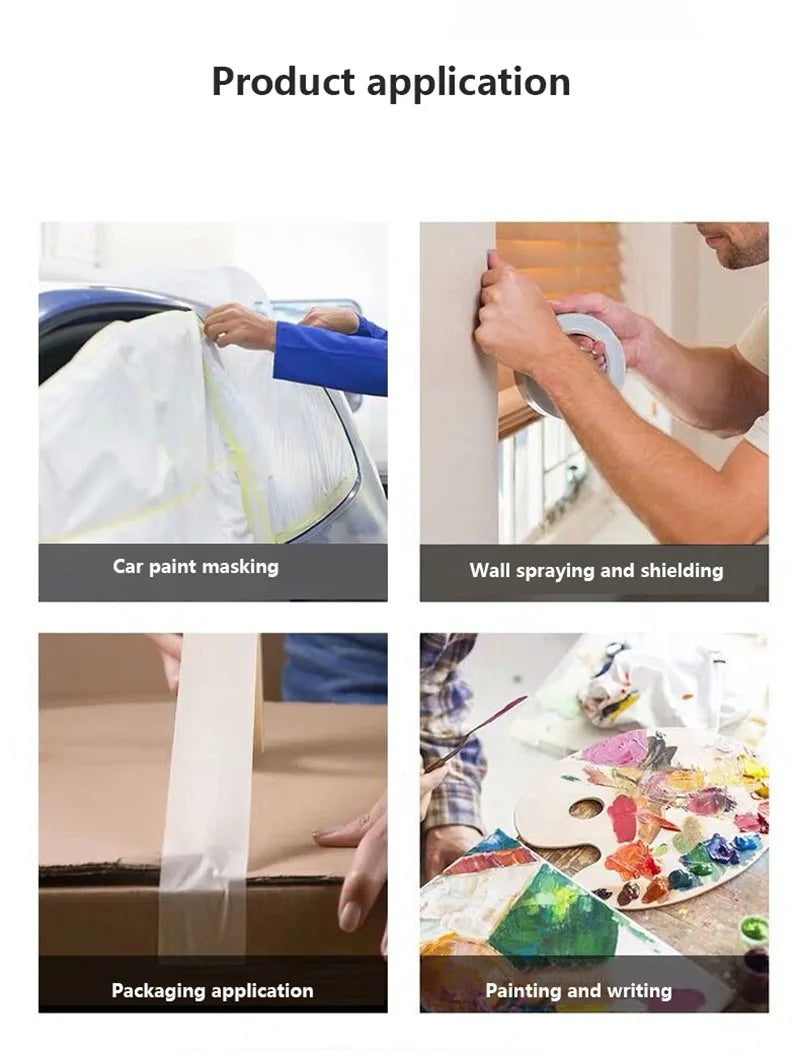 Masking Tape White Color  Sealing Self Adhesive Tape Car Painting Shelter Decoration Paper Tape Waterproof 20m / roll