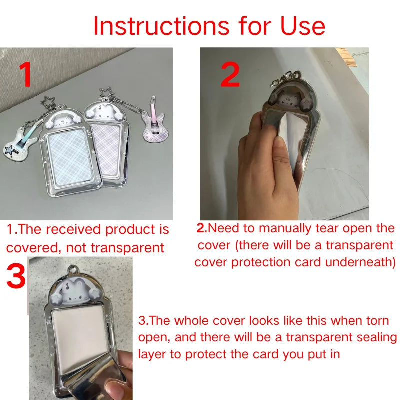 Ins Cat Photo Card Holder Kpop Photo Card Display Pendant Student ID Card Protective Cover Kpop Supplies