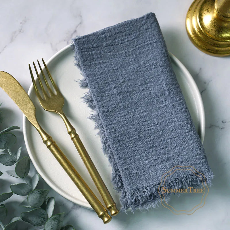 10pcs Napkins 41x41cm Cotton Cloth Gauze Retro Burr Rustic Towel Dining Place Mats Wedding Party Linen Fabric Table Decoration