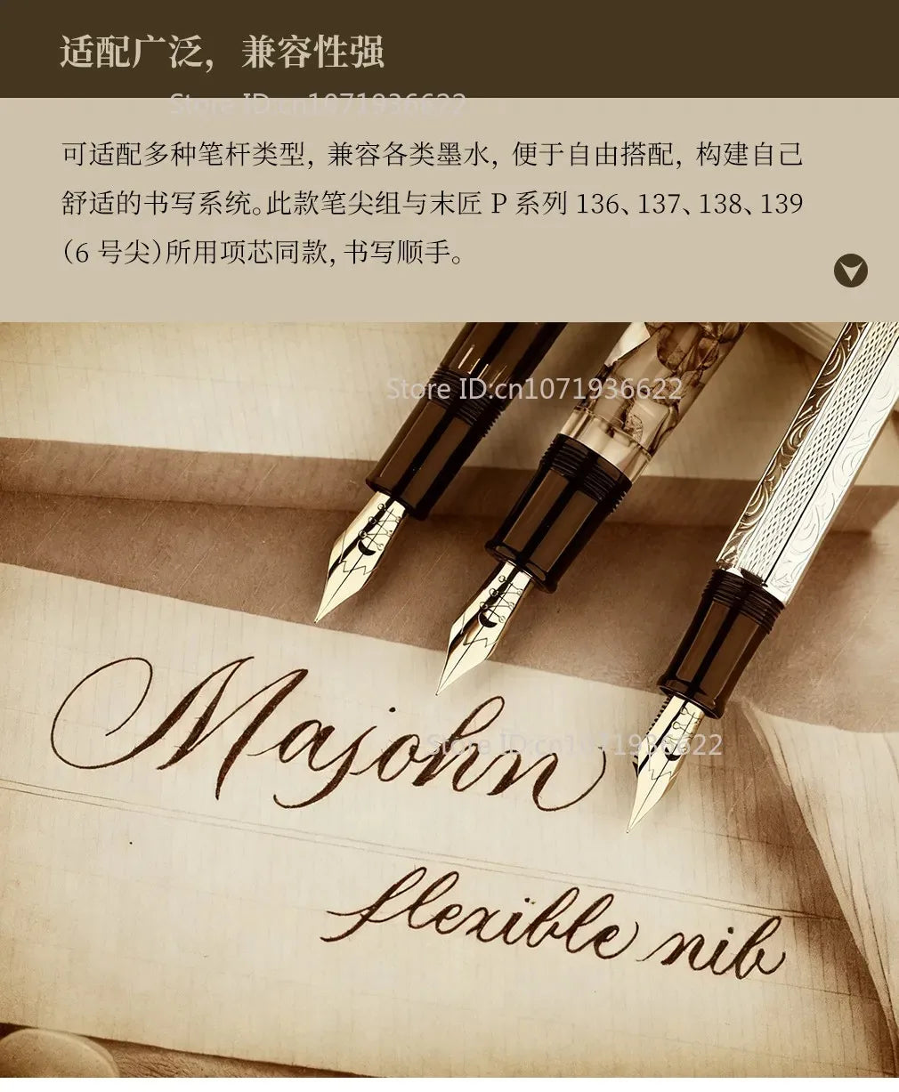 Creative for MAJOHN P136 P137 P138 P139 No.6 Solf Flex Nib Grip Section Fountain Pen Copperplate ES ER Round Body Point Nib