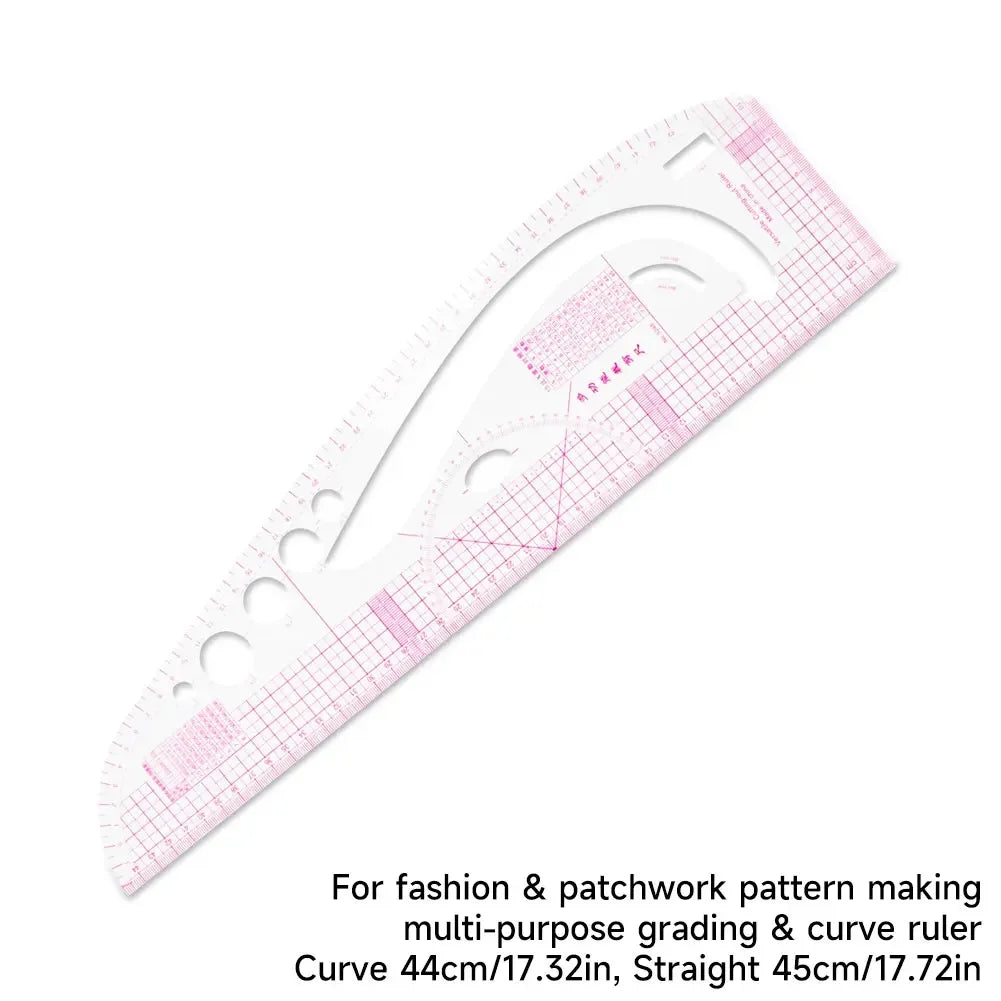 Flexible Clear Metric French Curve Ruler Multipurpose Tailoring Template For Dressmaking Pattern Drafting DIY Sewing Projects