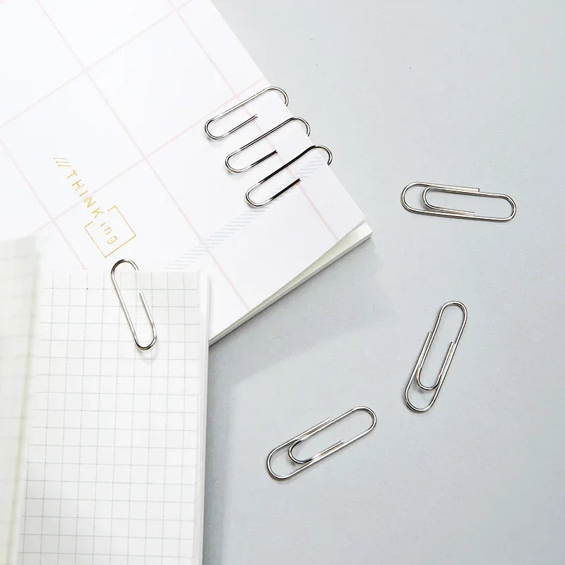 500/300/100/50PCS Metal Silver Paper Clips for Paperwork Stainless Steel Bookmark Paperclips Organizers Office School Supplies