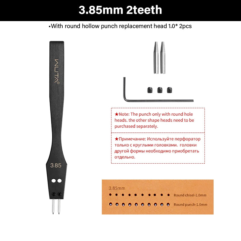 WUTA 3G Leather Punches Head Replaceable Pricking Iron Removable Diamond Olive Round Hole French Style Chisel DIY Craft Tools