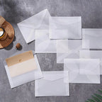 50Pcs/Pack Simple Semi-Transparent Vellum Paper Envelopes Matte Frosted for Postcards Greeting Cards Wedding Invitations