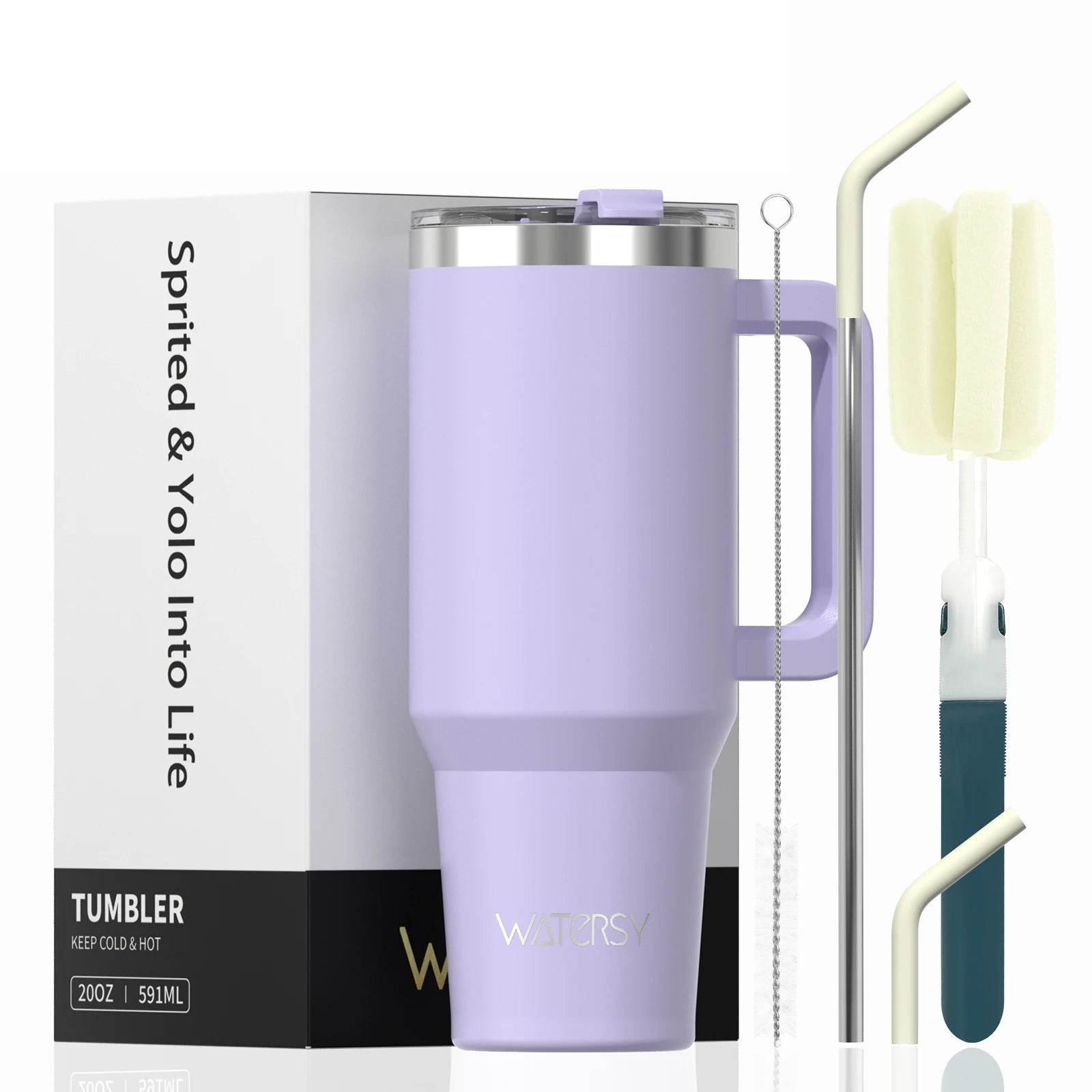 WATERSY Large Capacity 30/40oz Stainless Steel Tumbler with Handle And Straw Double Vacuum Insulated Thermal Coffee Mug