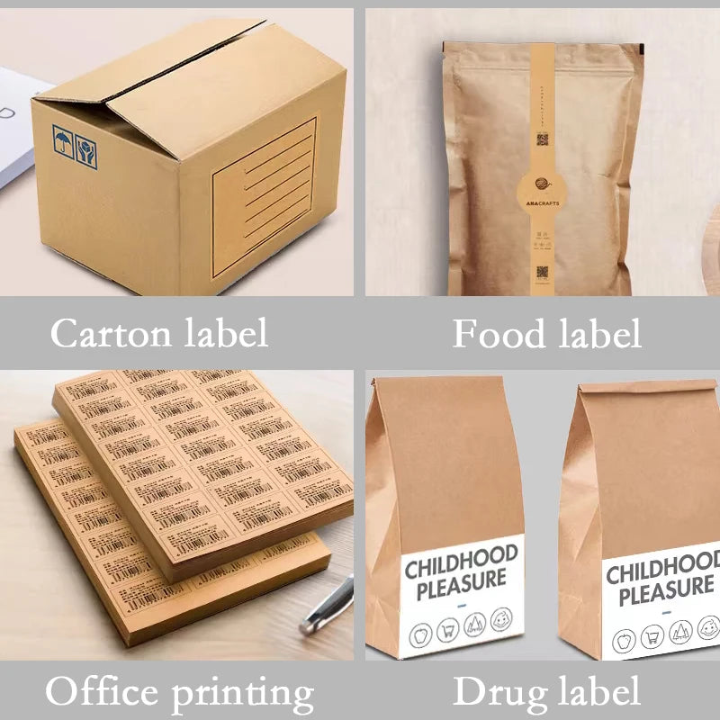 A4/A5 20/50pcs Brown Self-Adhesive Paper Sticker For Inkjet Laser Printer Copier Light Dark Adhesive Backed Kraft Paper  Label