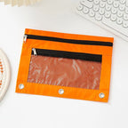 Double Zipper Pen Bag 3 Rings Binders Pencil Case File Bag Pencil Box For Erasers Rulers Markers Storage
