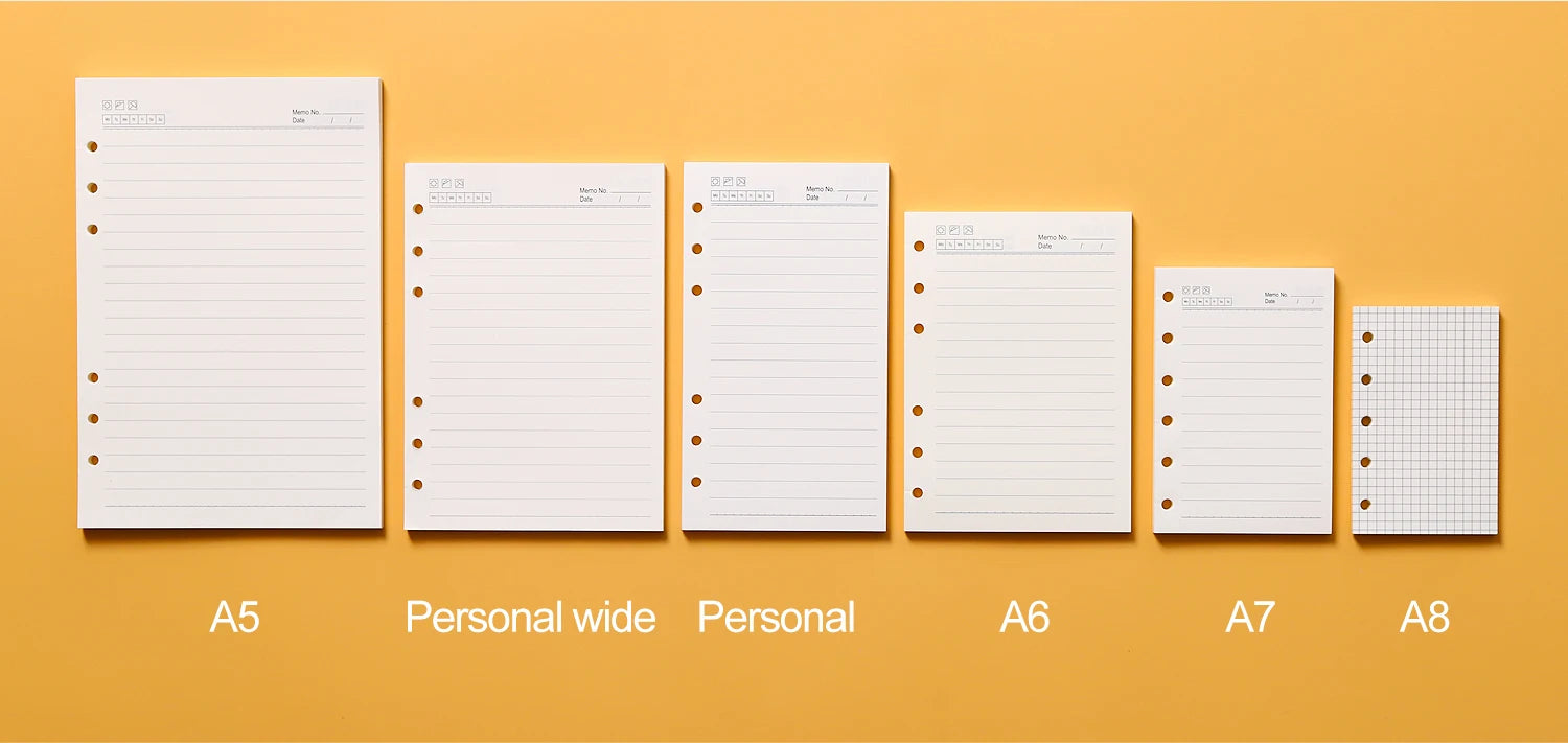 High Quality Ring Binder Notebook A5 Personal A6 A7 A8 Size Insert Refills Loose Leaf Spiral Diary Planner Inner Core 100g Paper