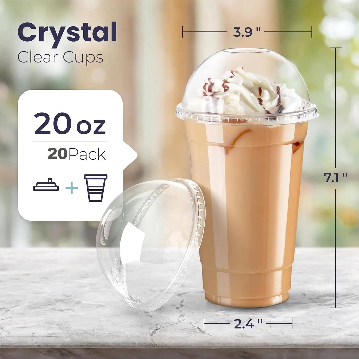 20 Clear Plastic Fruit Cups with Dome Lids PET Disposable Parfait Crystal Cups Suitable for Dessert Ice Cream and Cake Ideal for