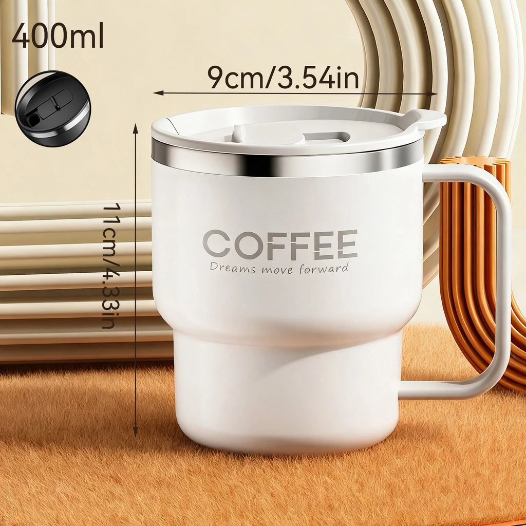 WORTHBUY 304 Stainless Steel Double Wall Insulated Coffee Cup With Handle Portable Students Leak-proof Water Cup Milk Coffee Mug