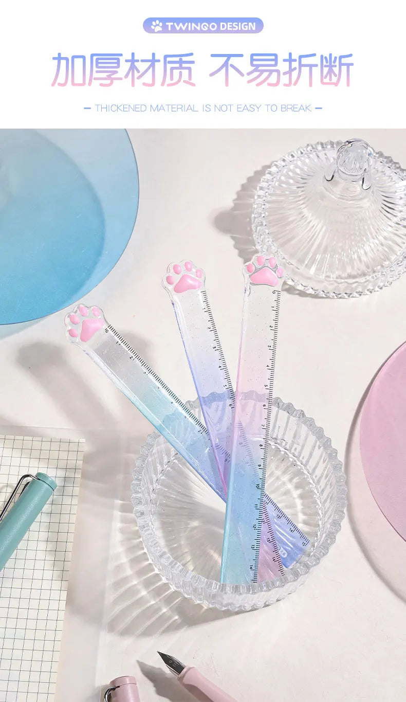 15M Cat Claw Cute Straight Ruler Gradient Measuring Tool Korean Style School Stationery Supply Kawaii Accessories