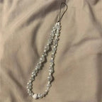 Korean Cute Pearl Love Heart Short Hand Wrist Lanyard Simplicity Short Phone Strap For Cell Phone Earphone Backpack Camera Chain