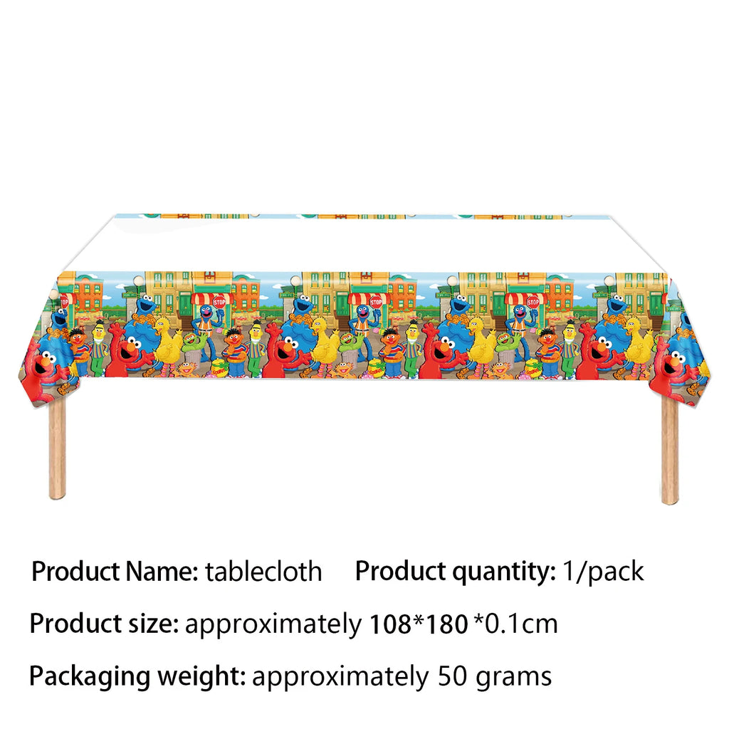 Cartoon SEsame-Streets Birthday Party Set Supplies Kids Disposable Tableware Balloon Cake Topper Banner Plates Decoration