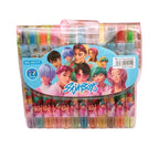 Popular rotating crayons girl group style 12 colors cute drawing tools for kids students daily coloring painting stationery