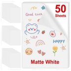 30Sheets/50Sheets Printable Vinyl Sticker Paper Self-adhesive A4 Glossy White Half Transparent Copy Paper for All Inkjet Printer