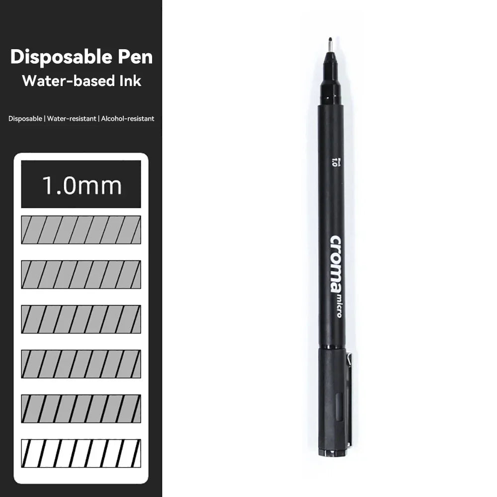 Pigment Liner Pigma Pen 0.1mm/0.03mm/0.05mm/0.5mm/1mm Different Tip Black Fineliner for Sketching Drawing Micron Ink Marker Pen